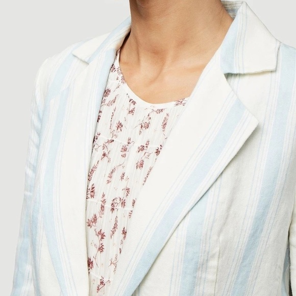 NWT FRAME Blue Stripe Linen Blazer - Picture 3 of 16